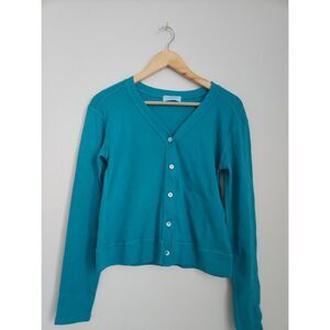 Michael‎ Stars Turquoise V‑Neck Button‑Front Knit Cardigan | Size XS